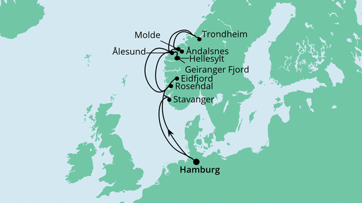 AIDA Route Norwegens Fjorde Ab Hamburg | Termine & Preise